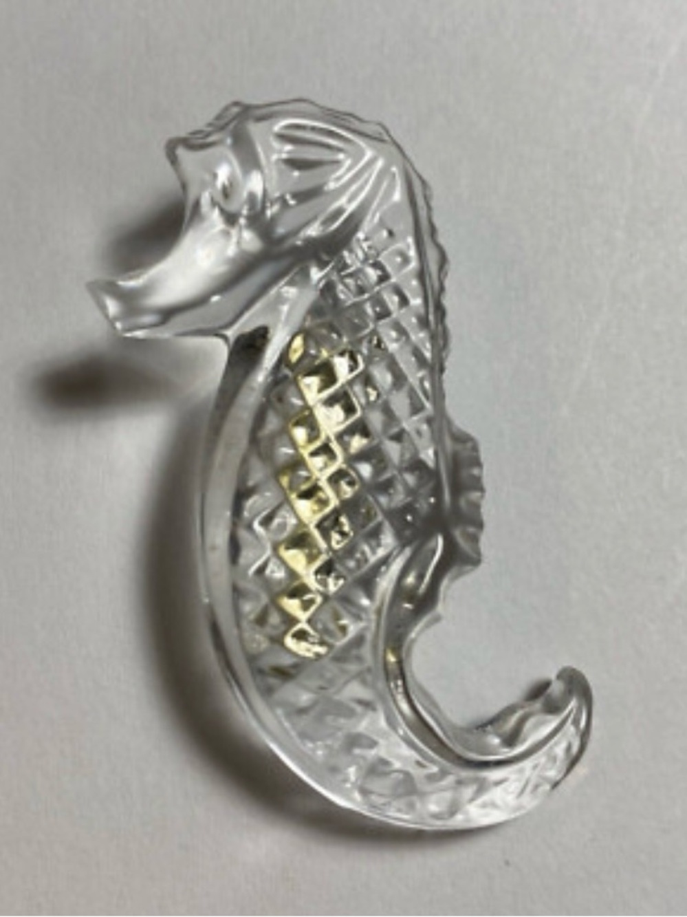 Waterford Crystal Clear and Gold Seahorse Pin